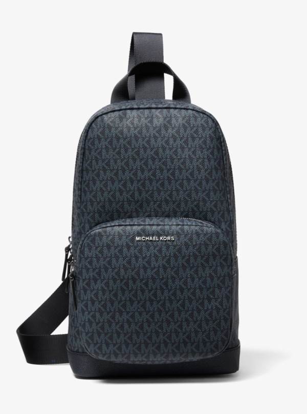 Panske Crossbody Kabelka Michael Kors Hudson Logo Sling Pack Modre - Tasky Michael Kors Levně | RJXOU-4720